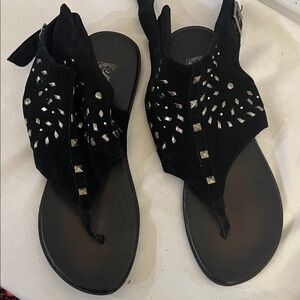 Decree Black Sandals with Silver Studs